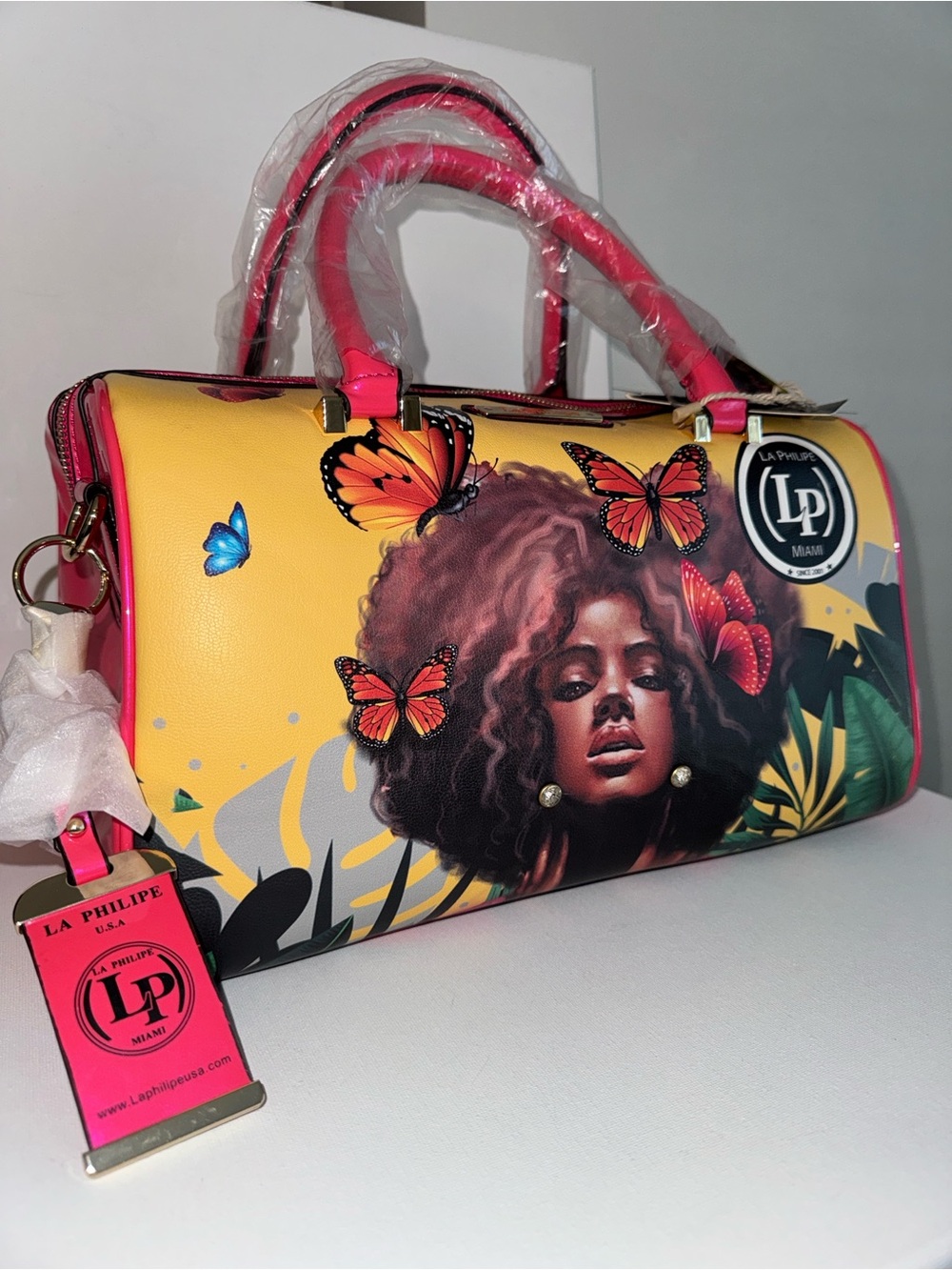 La Philipe Miami "Butterfly Fly" Satchel Weekend Travel Bag